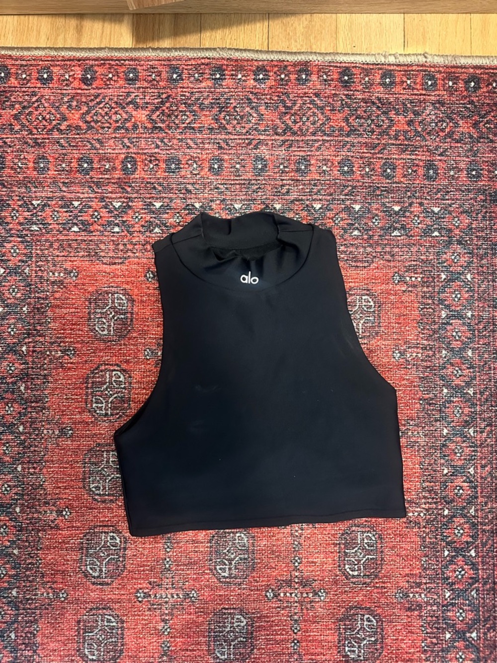ALO Yoga Black High Neck Crop Tank